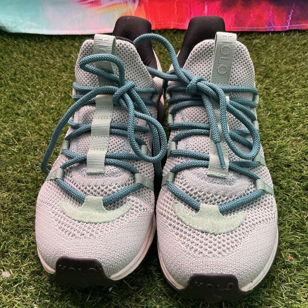HOLO Footwear Womens Size 8 Knit Trail Running Shoes Mint Teal Gray HW511000